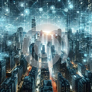 Digital matrix connections telecommunications urban city infrastructure