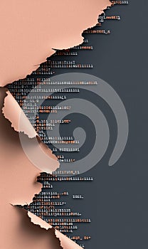 Digital matrix: creative wallpaper displaying lines of computer code, blending technology, design, evoking essence of