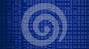 Digital Matrix Data Stream Background with Binary Code Numbers in Blue Technology Pattern for Programming