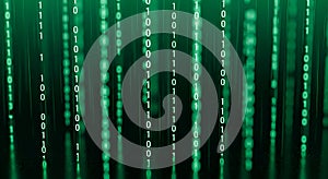 Digital Matrix Effect with Falling Binary Code - Green Technology Background