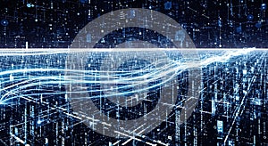 Digital Matrix Flow Abstract Data Streams and Binary Code in Futuristic Technology