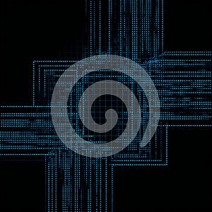 Digital matrix visualization of interconnected binary pathways and data streams