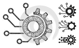 Digital Mechanics Polygonal Web Vector Mesh Illustration