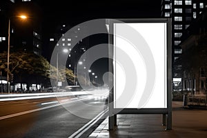 Digital Media Blank white mock up of advertising light box billboard at city background, advertising, Generative AI