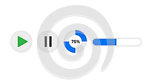 A digital media player interface with play, pause, and progress controls
