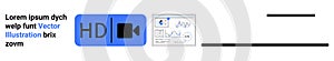 HD Video Icon and Data Analytics Graphic for Media and Technology Concepts