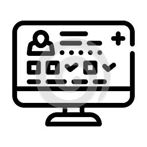 Digital medical card line icon vector illustration
