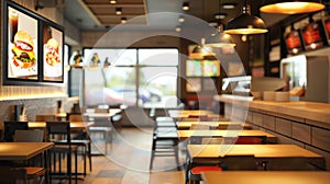 Digital Menu Board Mockup in Fast-Food Restaurant, AI Created