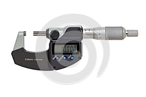 Digital micrometer  0-25mm. isolated on white background