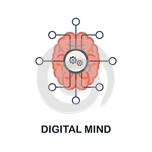 Digital Mind flat icon. Colored sign from machine learning collection. Creative Digital Mind icon illustration for web