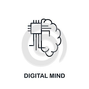 Digital Mind icon from machine learning collection. Simple line Digital Mind icon for templates, web design and infographics