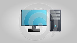 Digital modern new stationary office computer for games, work and entertainment on a white background. Vector illustration