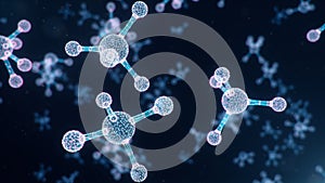 Digital molecules, atoms bacground. Grid structure, connection lines and dots. Molecule chemistry of connection lines