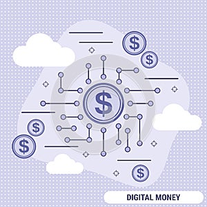 Digital money flat design vector concept