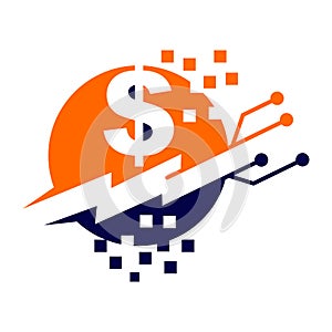 Digital money investment technology world logo Icon Illustration Brand Identity