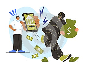 Digital money theft vector concept