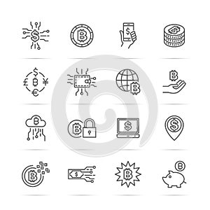 Digital money vector line icons photo