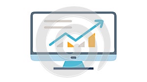 Digital Monitor with Growth Graph Icon for Business Analytics, vector design Generative AI