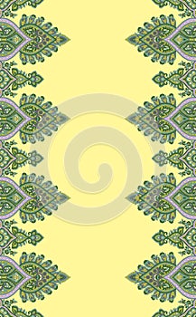 Digital Motif Flower border. Paisleys, Baroques, and ornaments digital motifs for decoration.