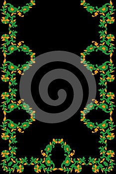 Digital Motif Flower border. Paisleys, Baroques, and ornaments digital motifs for decoration.