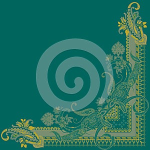 Digital motifs set of baroque ornaments detach paisley border