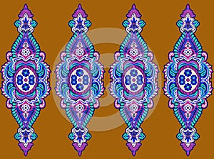 Digital motifs set of baroque ornaments detach paisley border of abstract textile elements suitable for fabric use
