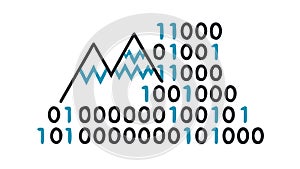 Digital Mountain Data Icon, Binary Code Landscape Vector, vector design Generative AI