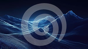 Digital mountain landscape representing data network technology