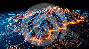 Digital Mountain Terrain Data Visualization digital terrain model