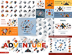 Digital mountaineering technology icons