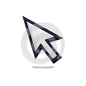 Digital Mouse Cursor Pointer Icon with Shadow for User Interface Navigation