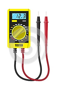 Digital multimeter with measuring probe.