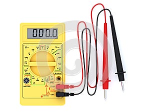 Digital multimeter on white background