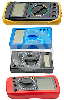 Digital  multimeters on a white