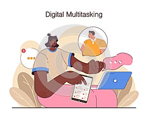 Digital multitasking. Effective and competent office worker media photo