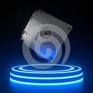 Futuristic Display of Vintage Data Storage