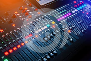 A digital music mixer for mixing music, along with plenty of illuminated buttons in low light conditions, is now activating at the