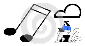 Digital Music Streaming Concept with Cloud Storage and User Interaction