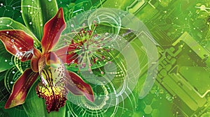 Digital Nature Fusion: Orchid Blossom Meets Circuitry and Technology