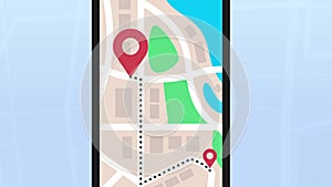 Digital Navigation Map on Mobile Phone Animation, GPS Animation