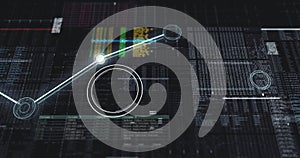 Digital Network Animation. Abstract background of colorful numerical values of banking data and code in columns while moving sidew