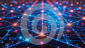 Digital Network Background: Futuristic Tech Connection, Data Flow, Abstract Web
