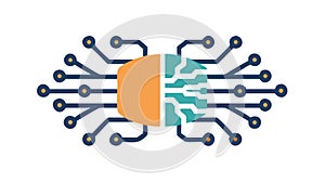 Digital network chip representing connectivity, vector design Generative AI
