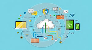 Digital network cloud computing technology connecting devices and data seamlessly for modern connectivity and information sharing