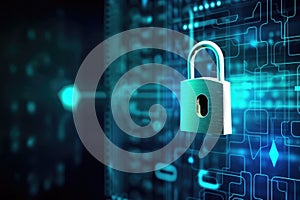 Digital network concept privacy safe secure lock padlock technology protect computer web