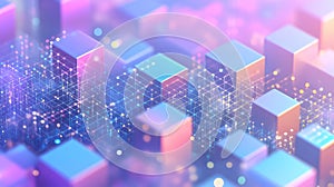 Digital network connecting abstract cubes and data nodes