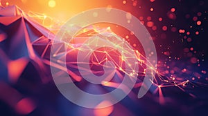 Digital network connecting abstract plexus points glowing