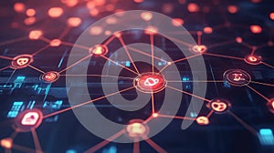 Digital network connecting cloud computing and data points