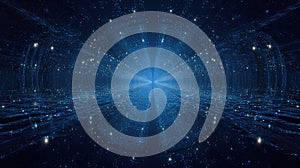 Digital network connecting data in a futuristic cyberspace