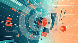 Digital network connecting data and information technology concept